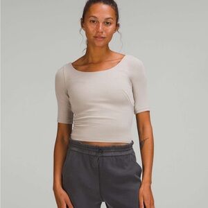 Lululemon Ribbed Micro-Modal Half Sleeve T-Shirt in Raw Linen